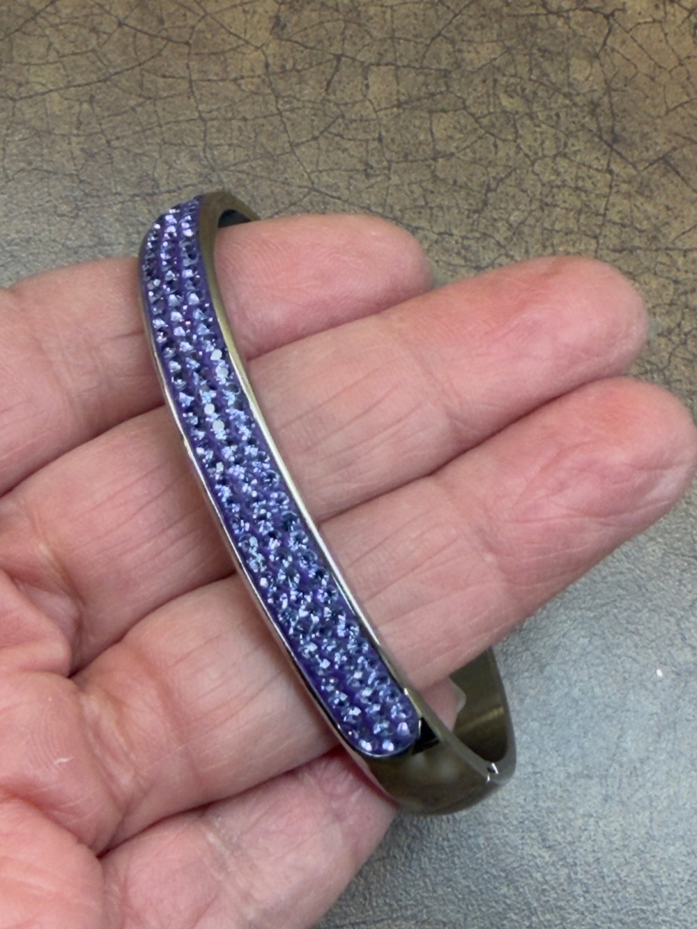 Purple stainless steel Crystal Pavé Bangle Bracelet